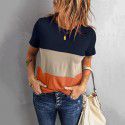 Shi Ying Short Sleeve T-shirt for Women Summer New Stripe Pattern Cross border Women's Loose Round Neck Top for Women