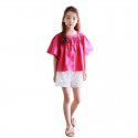 New summer Korean children's wear off-the-shoulder middle and large children's top short-sleeved T-shirt girls 