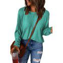 Shi Ying Red Patchwork Long Sleeve Top for Women Amazon Cross border Casual Versatile Underlay T-shirt