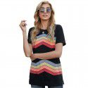 Shi Ying Short Sleeve T-shirt for Women Summer New Stripe Pattern Cross border Women's Loose Round Neck Top for Women