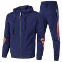 European and American men's casual sports suit Fashion zipper coat Men's and women's running sports suit 