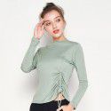 Spring New Silk Underlay Women's Long Sleeve T-shirt Silk Drawstring Slim Fit Medium High Neck Top 