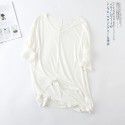 Spring and summer new Modal bat sleeve medium sleeve t-shirt women's casual Korean V-neck solid color large half sleeve bottom shirt 