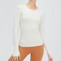 Fitness Top Women's Long Sleeve Seamless Elastic Knitted Sports T-shirt Solid Round Neck Lulu Yoga Suit 