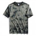 Men's tie dyed t-shirt, shoulder length, pure cotton, loose sleeved, European and American men's heavy duty t-shirt, round neck, trendy brand top