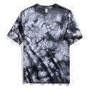 Men's tie dyed t-shirt, shoulder length, pure cotton, loose sleeved, European and American men's heavy duty t-shirt, round neck, trendy brand top