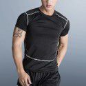 Fitness clothes men's high-elastic tight-fitting summer t-shirt sports short-sleeved quick-drying ice silk running basketball training vest 