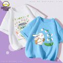 Girls' Short Sleeve T-shirt Summer Cartoon Print Cotton Half Sleeve T-shirt Medium and Big Kids 