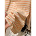 Cotton loose striped bottom shirt for women with spring and autumn Korean design sense long-sleeved T-shirt round neck versatile top 