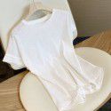 Cotton and linen T-shirt for women, new summer thin short sleeved blouse for women, transparent and loose fitting sunscreen inner layer bottom top