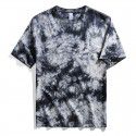 Men's tie dyed t-shirt, shoulder length, pure cotton, loose sleeved, European and American men's heavy duty t-shirt, round neck, trendy brand top