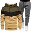 Hip Hop Sweater Set Men's Fashion Three Contrast Hoodie Sweatshirt 