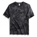 Men's tie dyed t-shirt, shoulder length, pure cotton, loose sleeved, European and American men's heavy duty t-shirt, round neck, trendy brand top