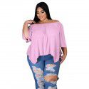 Loose Off Shoulder Top T-shirt Cool Breathable Cotton Large Medium Sleeve Comfortable Large Women's New Line 