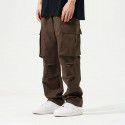 Fall new American style street fashion straight tube all-season casual pants Boys' multi-pocket personalized overalls 