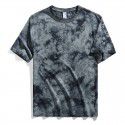 Men's tie dyed t-shirt, shoulder length, pure cotton, loose sleeved, European and American men's heavy duty t-shirt, round neck, trendy brand top