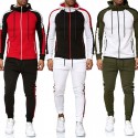 Spring and Autumn New Fashion Stripes Color-blocking Large Men's Hooded Sweater Sweatsuit 