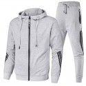 European and American men's casual sports suit Fashion zipper coat Men's and women's running sports suit 