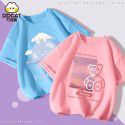 Girls' Short Sleeve T-shirt Summer Cartoon Print Cotton Half Sleeve T-shirt Medium and Big Kids 