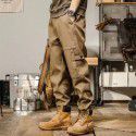 Chaopai Japanese vintage casual work pants Men's oversized loose leggings Harun pants Classic khaki pants 