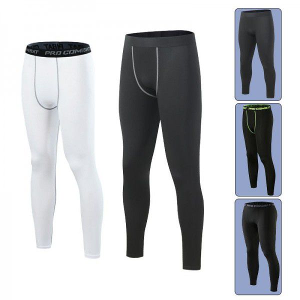 Compression pants Men's sports tights Quick drying and breathable training fitness pants Running basketball high stretch leggings 