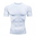 Fitness clothes men's high-elastic tight-fitting summer t-shirt sports short-sleeved quick-drying ice silk running basketball training vest 