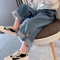 Girls' Jeans Spring and Autumn New Korean Women's Autumn Children's Autumn Fashion Autumn Fashion Wide Leg Pants 