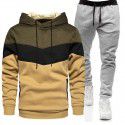 Hip Hop Sweater Set Men's Fashion Three Contrast Hoodie Sweatshirt 