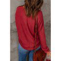 Shi Ying Red Patchwork Long Sleeve Top for Women Amazon Cross border Casual Versatile Underlay T-shirt