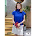 Korean version of the new half high neck camisole knitted vest T-shirt for women's simple loose short sleeve top summer 