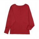 Shi Ying Red Patchwork Long Sleeve Top for Women Amazon Cross border Casual Versatile Underlay T-shirt