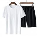 Summer men's t-shirt, oversized, short-sleeved suit, fat man, casual sports suit, loose, solid color T-shirt 