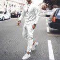 European and American long-sleeved casual suit independent station men's solid color trend sports suit men's stock 