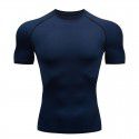 Fitness clothes men's high-elastic tight-fitting summer t-shirt sports short-sleeved quick-drying ice silk running basketball training vest 