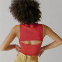 Spring New Big Red Print Back Hollow High Elastic Small Tank Top T-shirt for Women