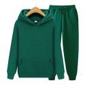 Men's sports hooded solid color pullover sweater set two-piece hoodie and sweatshirt and sweatpants 