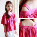 New summer Korean children's wear off-the-shoulder middle and large children's top short-sleeved T-shirt girls 