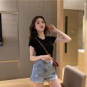 Letter Embroidery Summer Dress South Korea New Short Sleeve T-shirt Women's Slim Fit Student Clothing Women's Top Women's Wear