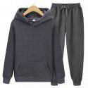 Men's sports hooded solid color pullover sweater set two-piece hoodie and sweatshirt and sweatpants 