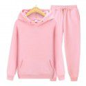 Men's sports hooded solid color pullover sweater set two-piece hoodie and sweatshirt and sweatpants 