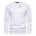 Autumn New Men's Casual Henry Round Neck Long Sleeve T-shirt Men's Slim Fit Sports Bottom Shirt Top 