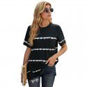 Shi Ying Short Sleeve T-shirt for Women Summer New Stripe Pattern Cross border Women's Loose Round Neck Top for Women