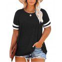 New Women's Plus Size Top Summer V-neck Raglan Sleeve T-shirt Pocket Style