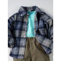 Boys' plaid shirt outerwear knitted T-shirt corduroy pants 3-piece set for children 