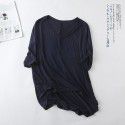 Spring and summer new Modal bat sleeve medium sleeve t-shirt women's casual Korean V-neck solid color large half sleeve bottom shirt 