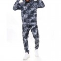 New Men's Casual Sports Set Digital Printing Sweater Hooded Pants Two Piece Set for Men 