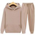 Men's sports hooded solid color pullover sweater set two-piece hoodie and sweatshirt and sweatpants 