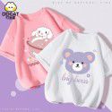 Girls' Short Sleeve T-shirt Summer Cartoon Print Cotton Half Sleeve T-shirt Medium and Big Kids 