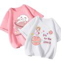 Girls' Short Sleeve T-shirt Summer Cartoon Print Cotton Half Sleeve T-shirt Medium and Big Kids 