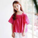 New summer Korean children's wear off-the-shoulder middle and large children's top short-sleeved T-shirt girls 